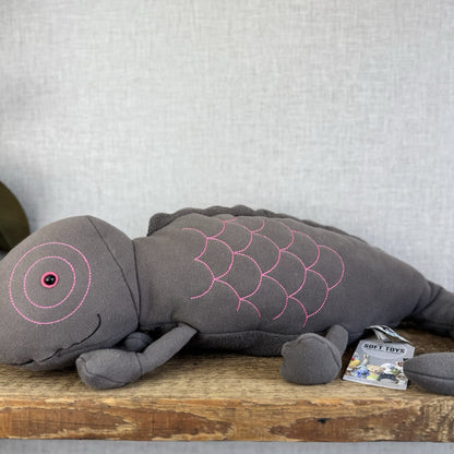 Jellycat Zaggy Chameleon - Green Chameleon Soft Toy Beanie Large Grey/Pink 19”