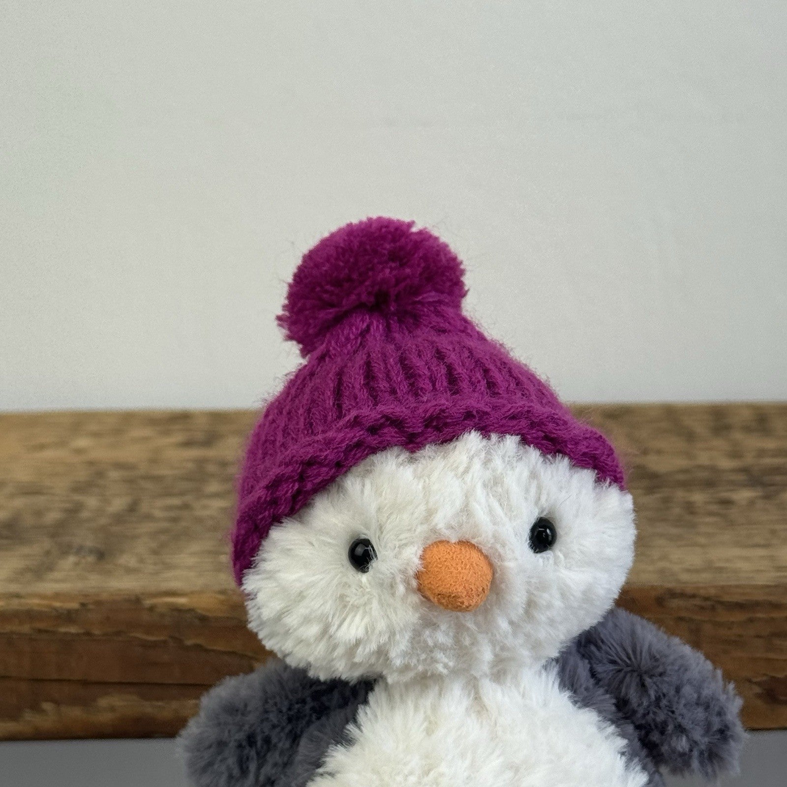 Jellycat Wee Penguin In Purple Bobble Hat - Mini Penguin Plush Winter 6”