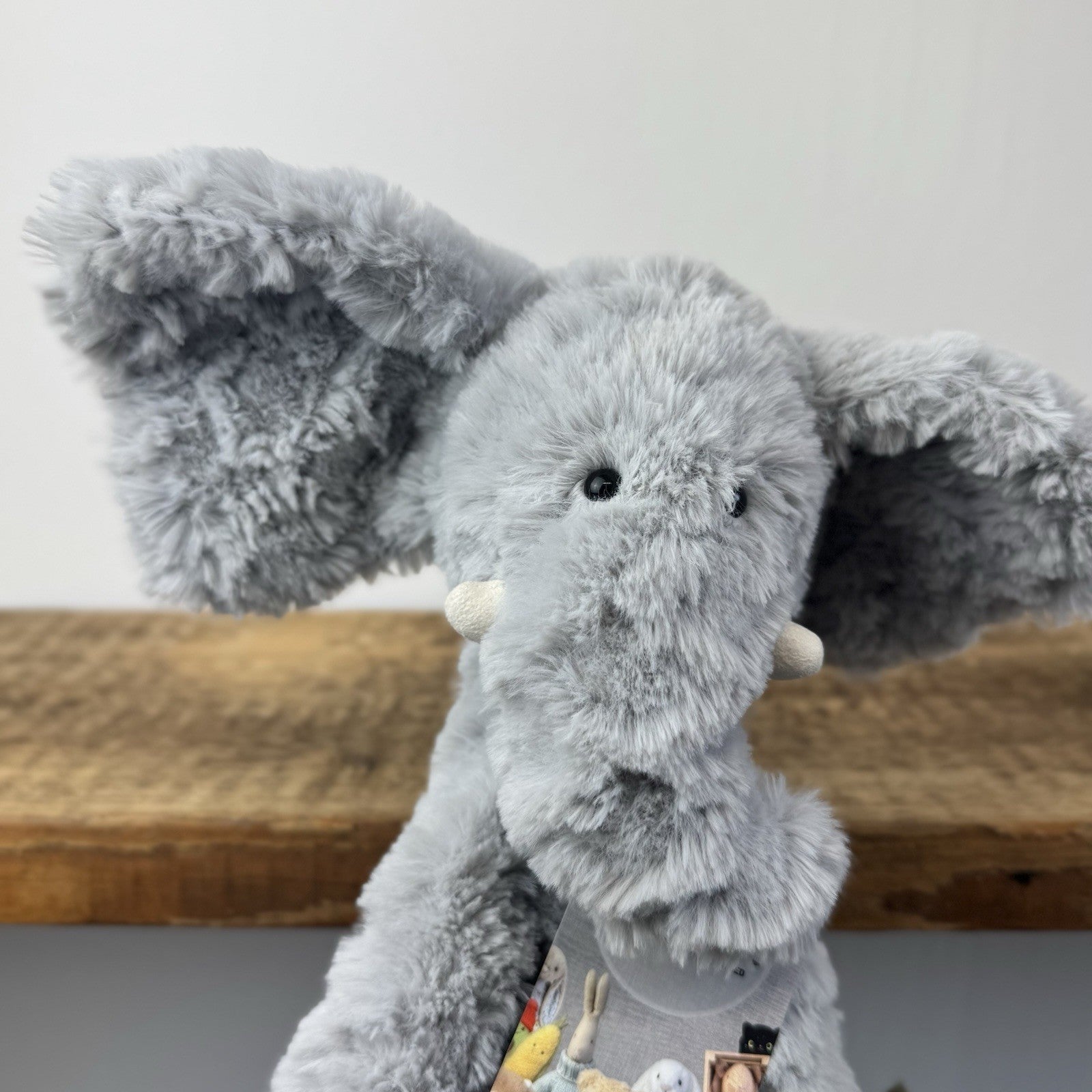 Jellycat Bobo Elephant - Grey Textured Beanie Soft Toy Retired Rare Vintage 14"