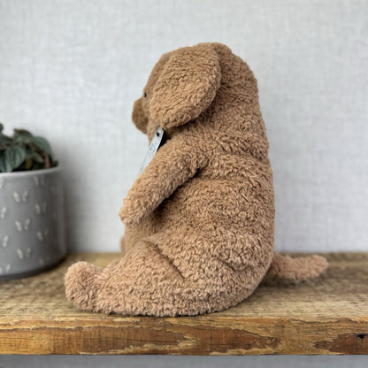 Jellycat Amore Dog - Large Textured Tan Dog Plush Toy Sleepy Puppy 11"