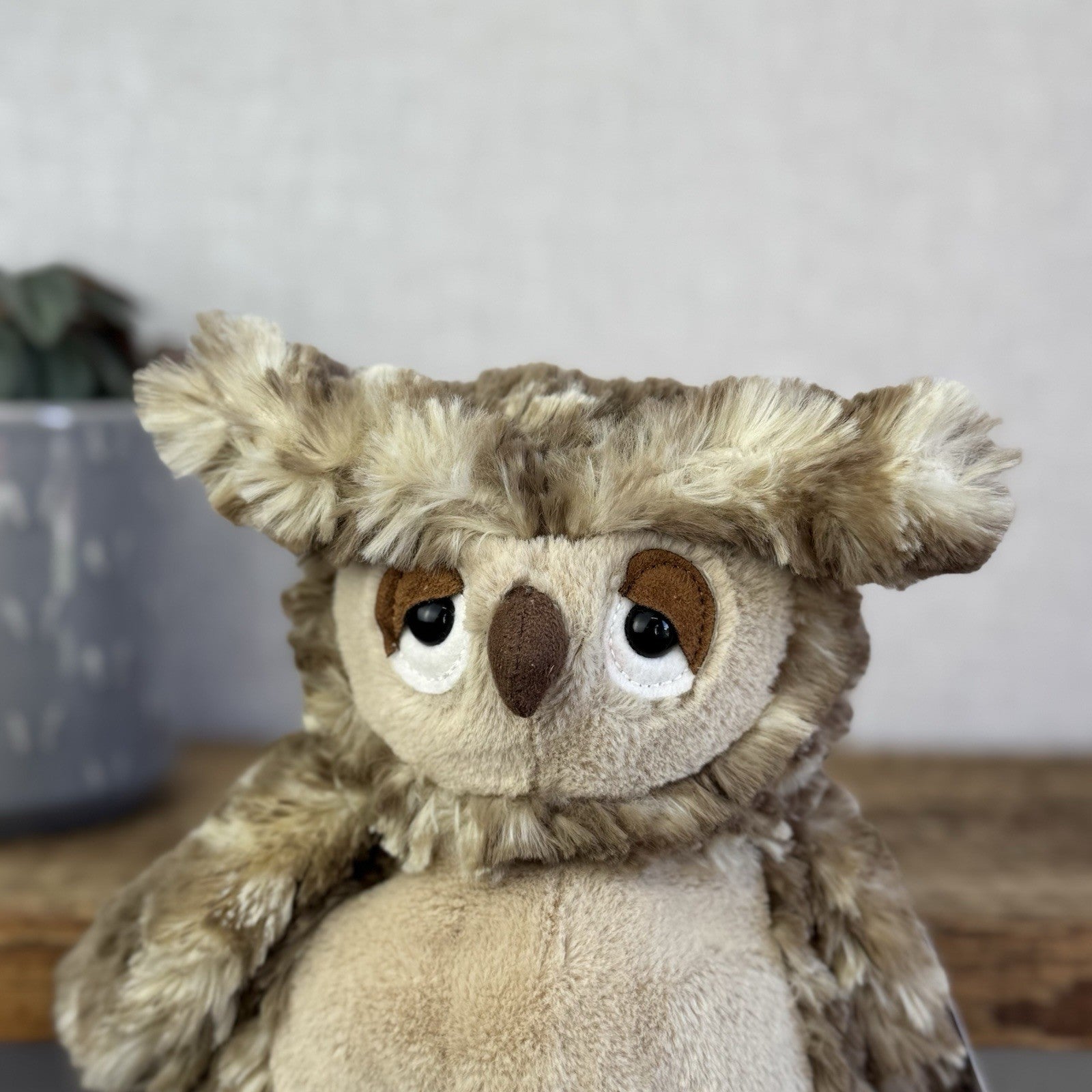 Jellycat Oberon Owl - Beige Brown Owl Beanie Plush Toy Retired Bird 9"