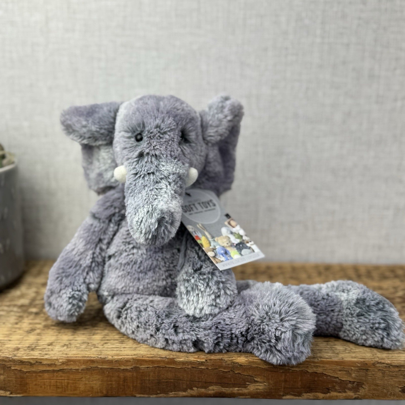 Jellycat Puddle Elephant - Blue/Grey Mix Elephant Super Soft Retired Medium 14"