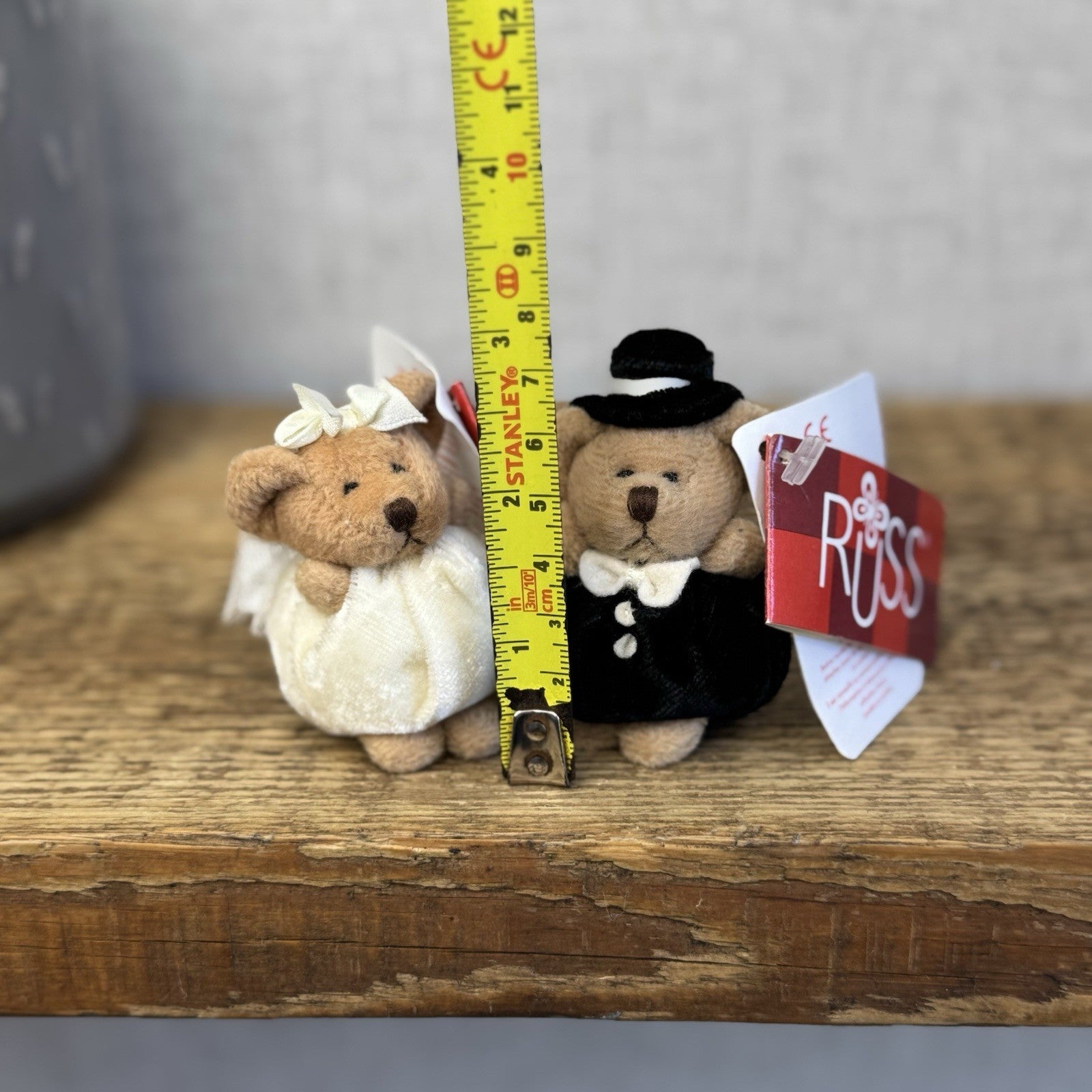 Russ Berrie Miniature Bride & Groom 3" - Tiny Wedding Gift Rare Vintage Retired 