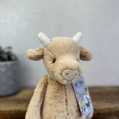 Jellycat Bashful Cow - Tan Golden Brown Cow Medium Soft Toy Retired 12"