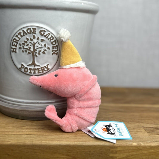 Jellycat Celebration Crustacean Shrimp Prawn Soft Toy Plush - Shrimp In Hat