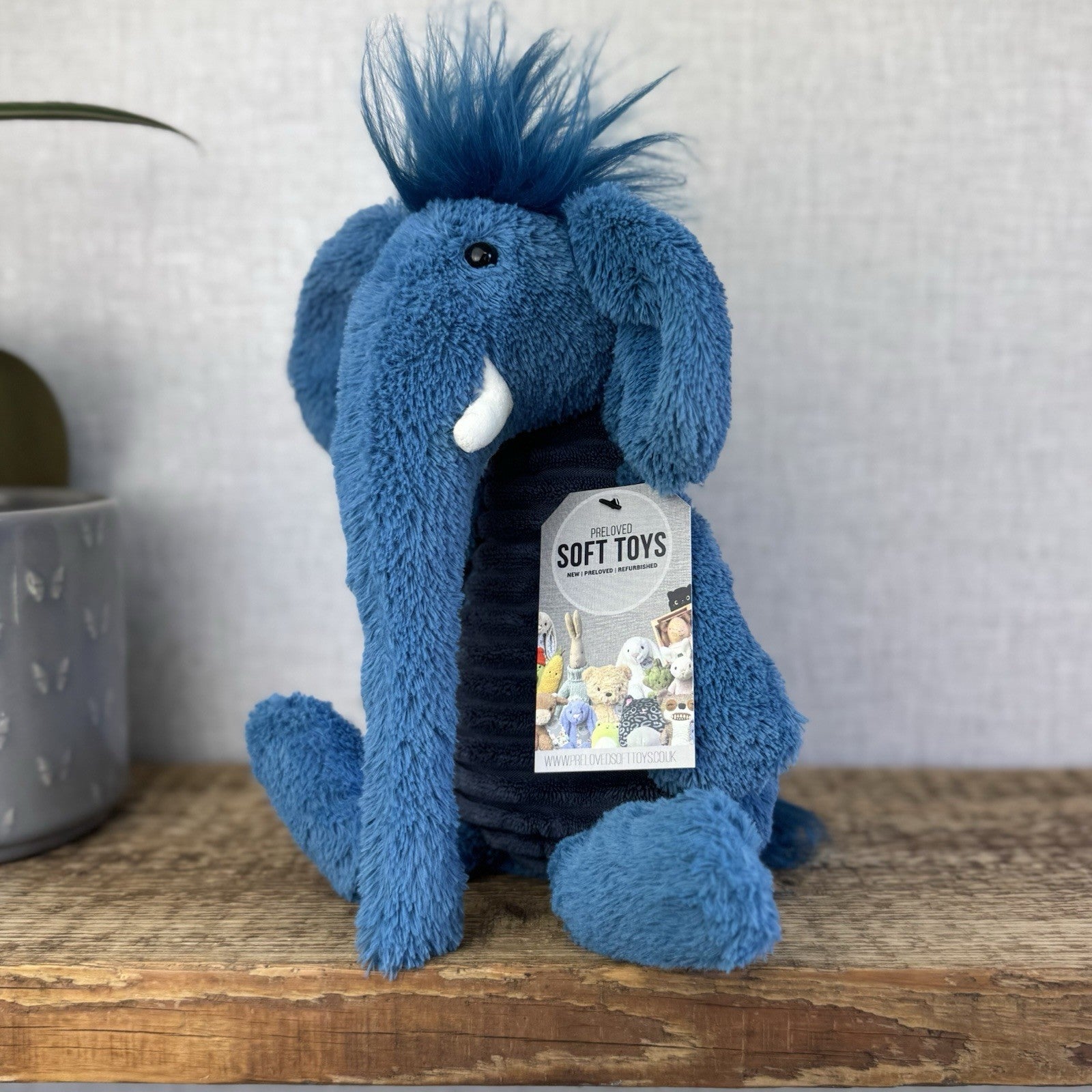 Jellycat Alfred Elephant Blue Cordy Elephant SnaggleBaggle Medium Beanie NWOT