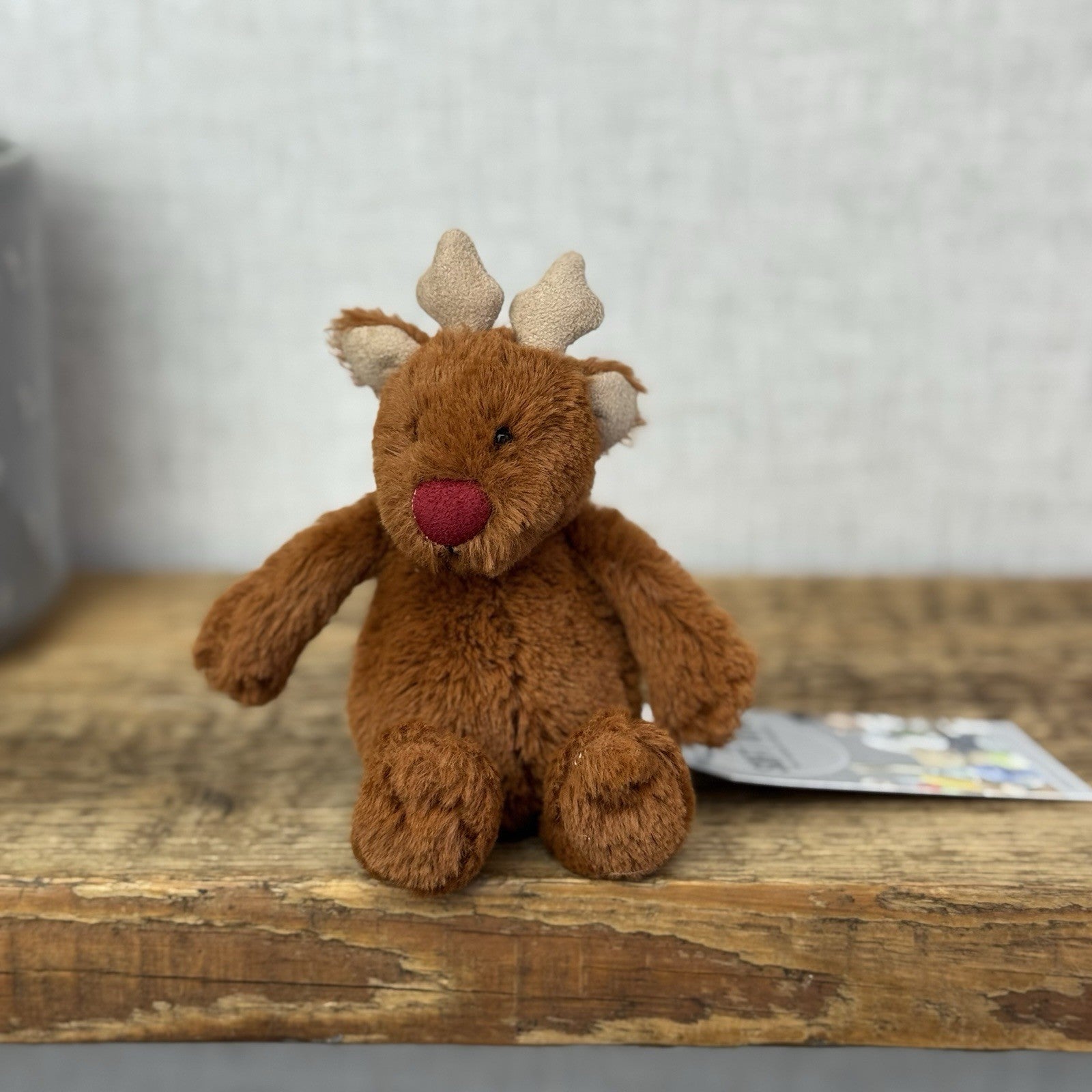Jellycat Tiny Bashful Baby Reindeer Red Nose - Tiny Brown Jellycat Reindeer 5”