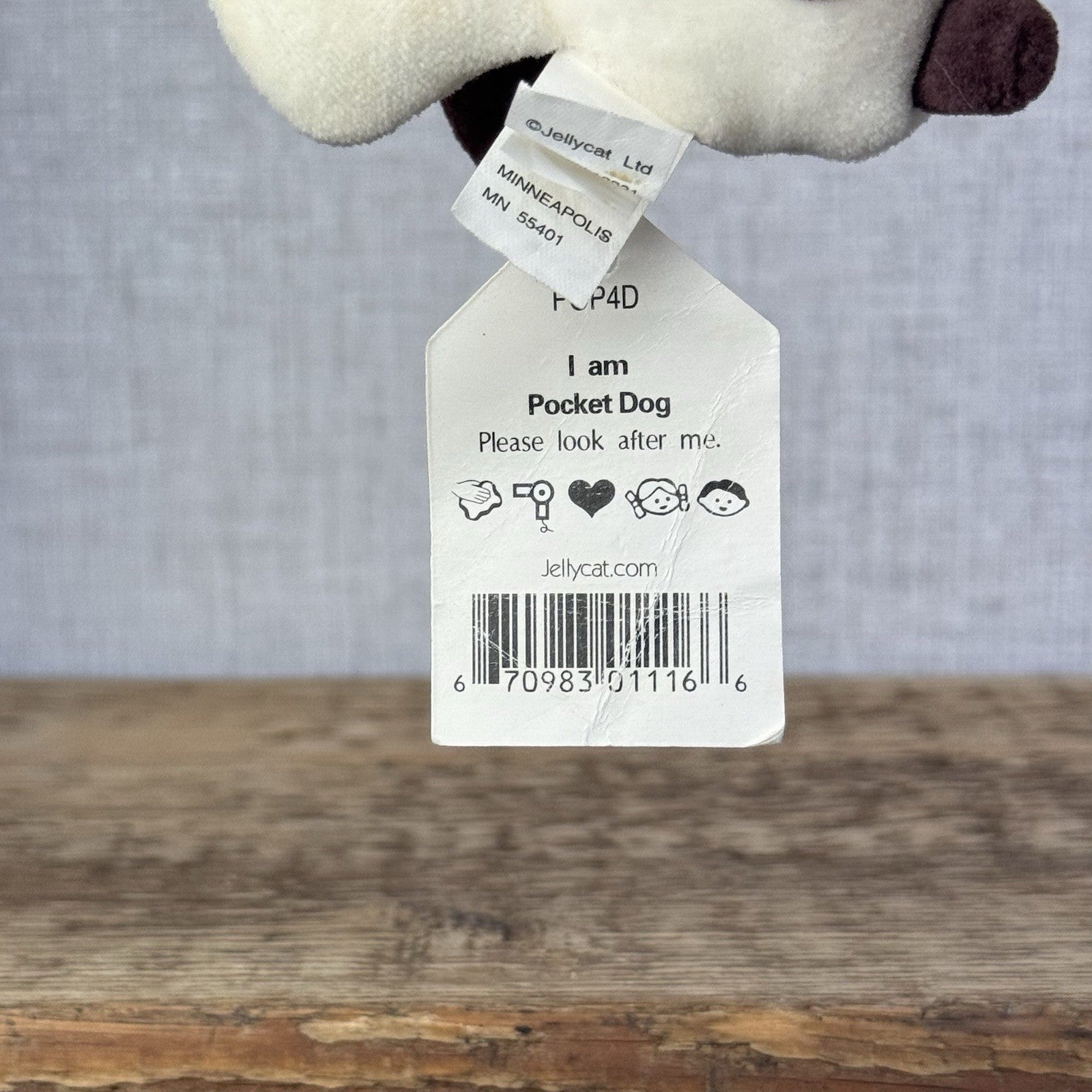 Jellycat Pocket Dog - Vintage Retired Tiny Suede Dog Puppy Mini Plush 4"
