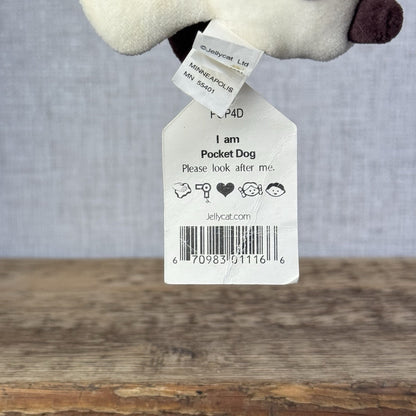Jellycat Pocket Dog - Vintage Retired Tiny Suede Dog Puppy Mini Plush 4"