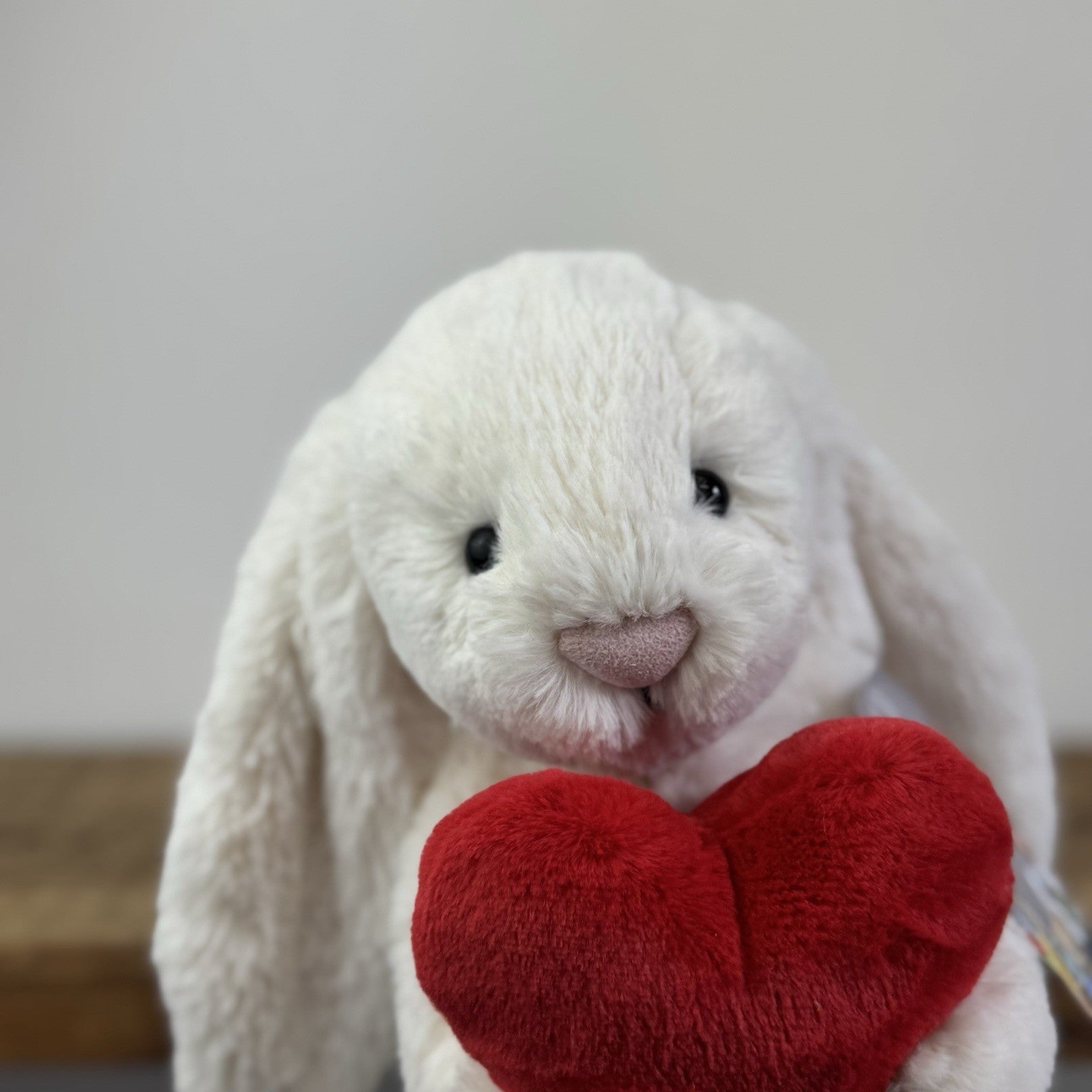 Jellycat Bashful Red Love Heart Bunny Bashful Cream Bunny With Heart Medium 12”