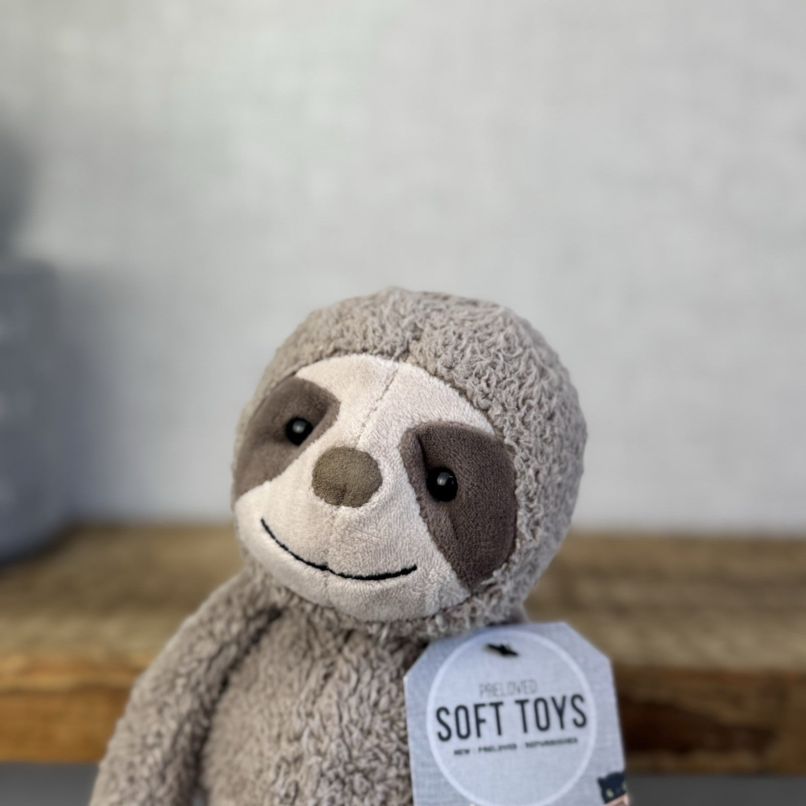Jellycat Woogie Sloth - Small Grey Beanie Sloth Plush Rare Collectible Cute 10”