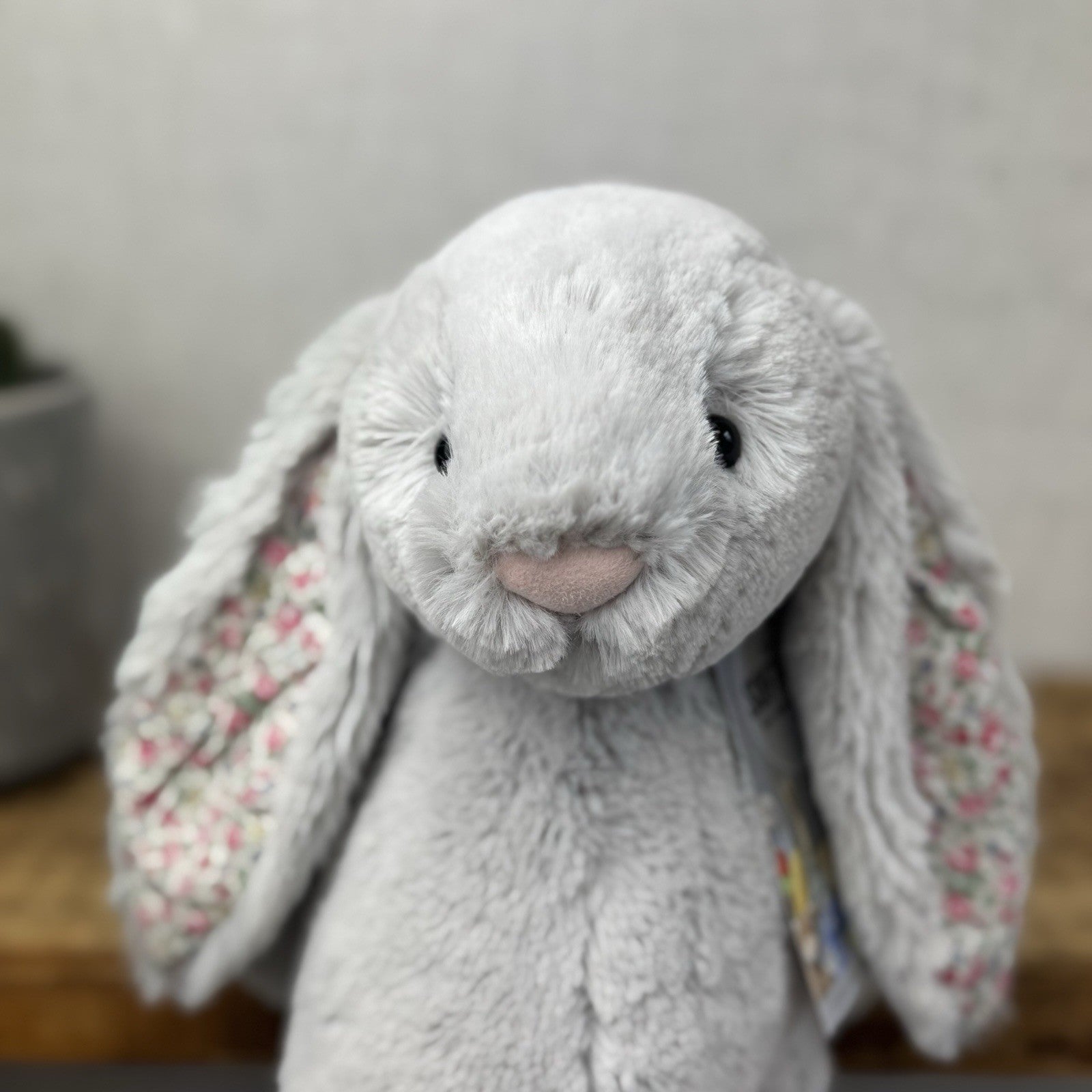 Jellycat Medium Silver Blossom Bunny - Grey Bunny Blossom Ears GreyTail 12"
