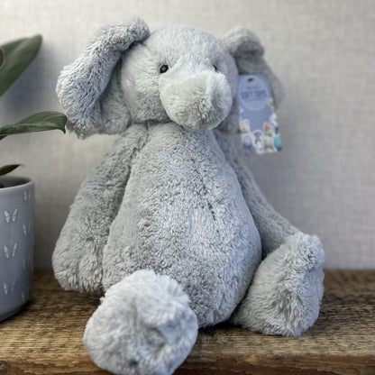 Jellycat Large Bashful Elephant - Large Grey Elephant Beanie 16” - Rare Retired