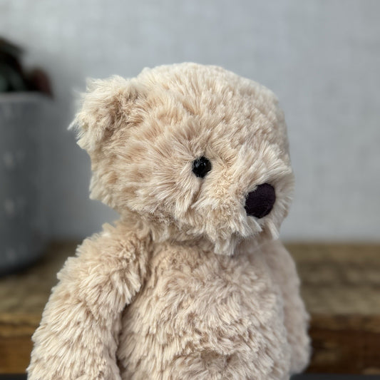 Jellycat Small Finley Bear Beige Textured Beanie Soft Toy Bear Retired 10" (#2)