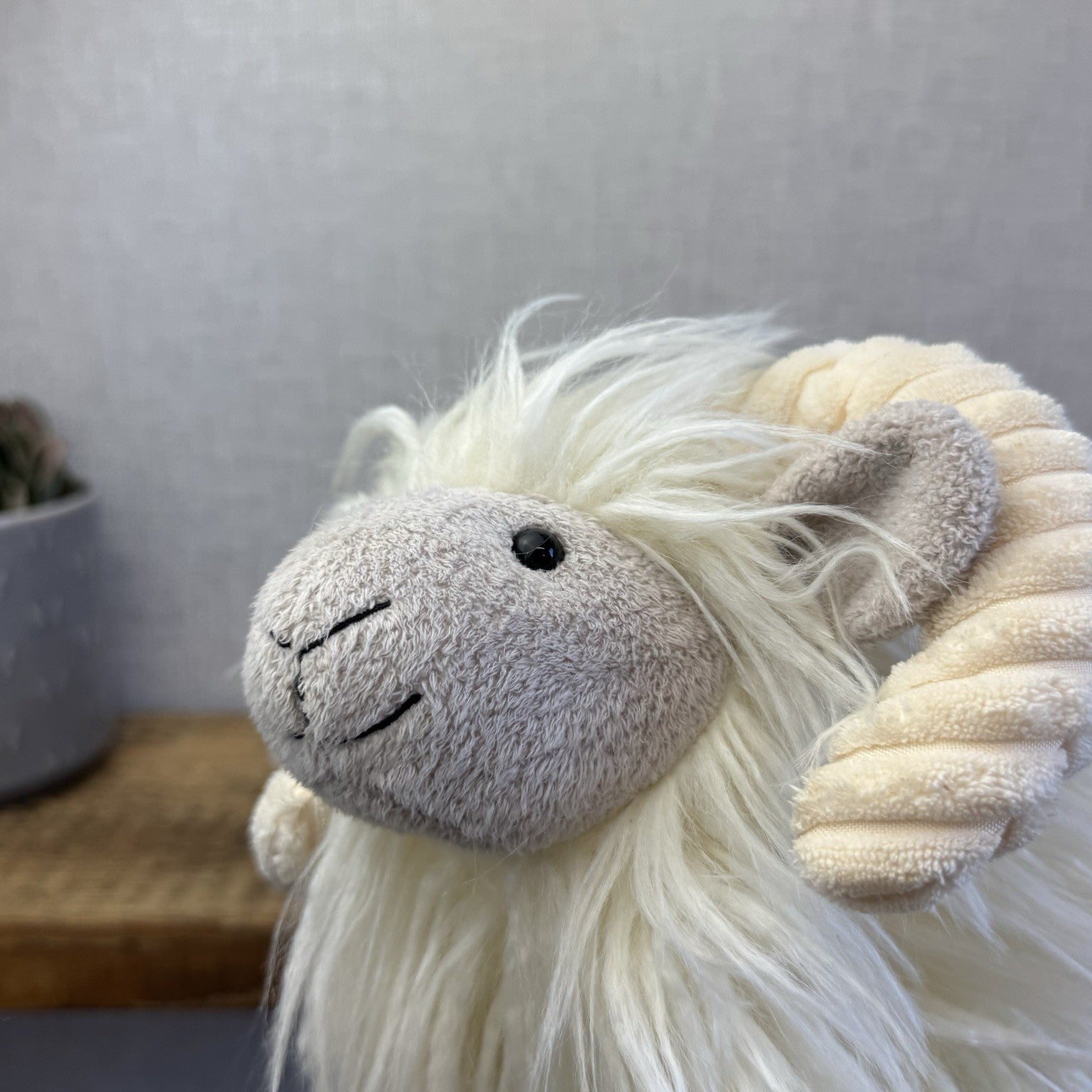 Jellycat Charming Ram - Large Fluffy Long Haired Sheep/Ram Farm Animal Tags 12"