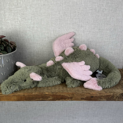 Jellycat Malachy Dragon - Green / Pink Plush Large Jellycat Dragon NWOT 18"