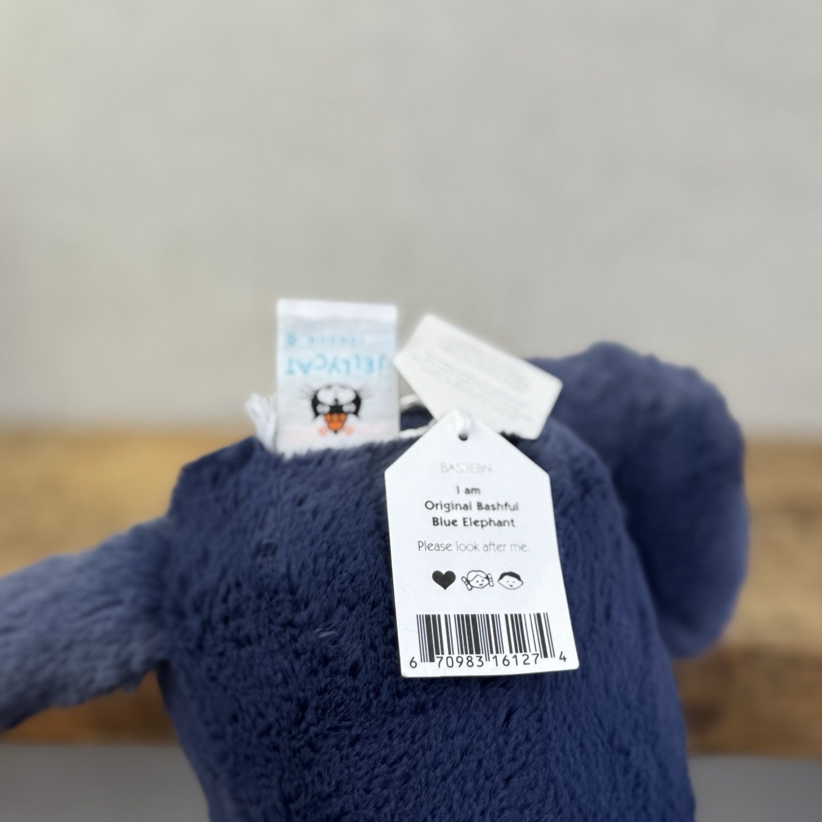 Jellycat Medium Bashful Navy Blue Elephant - Medium Blue With Tusks 12” BNWT