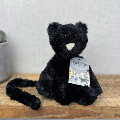 Jellycat Tumbler Cat  - Black Scruffy Bunglie Style Kitten Beanie Plush 10” NWOT