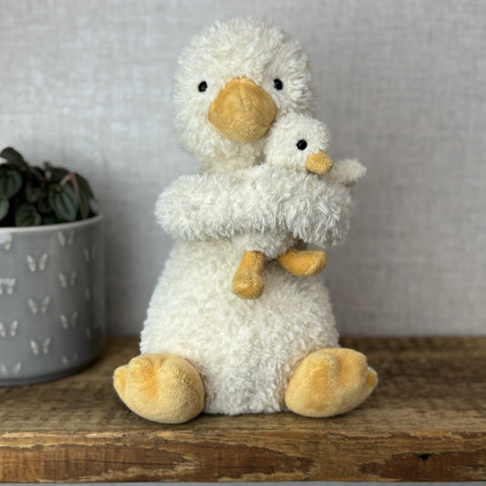 Jellycat Huddles Duck - Mummy Duck With Baby Plush Retired Medium With Tags 10"