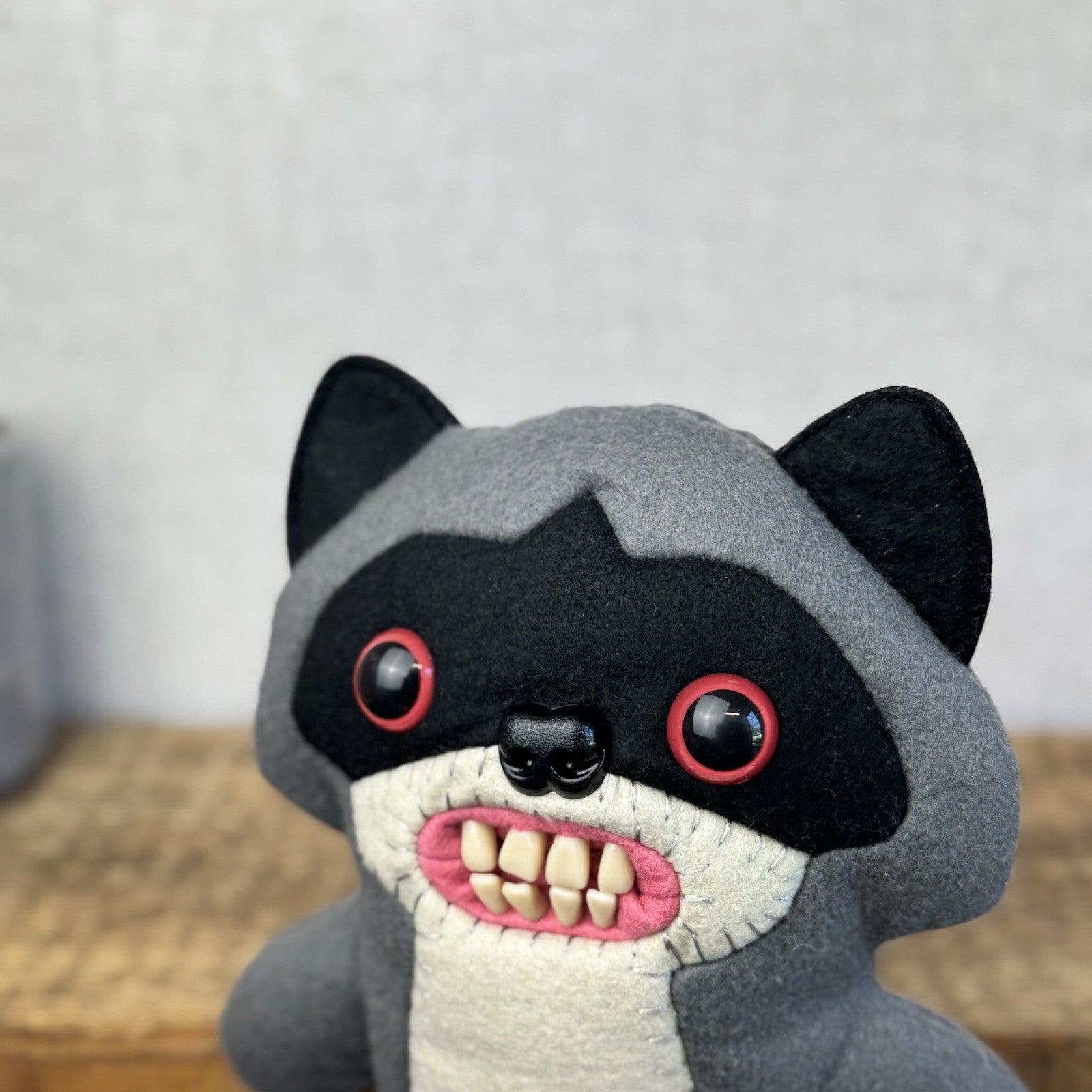 Fuggler Bandit Raccoon - Grey Raccoon Retired Red Eyed Raccoon Funny Ugly Plush