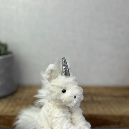 Jellycat Tiny Fuddlewuddle Unicorn- Tiny Baby Fluffy White & Silver Unicorn 5"