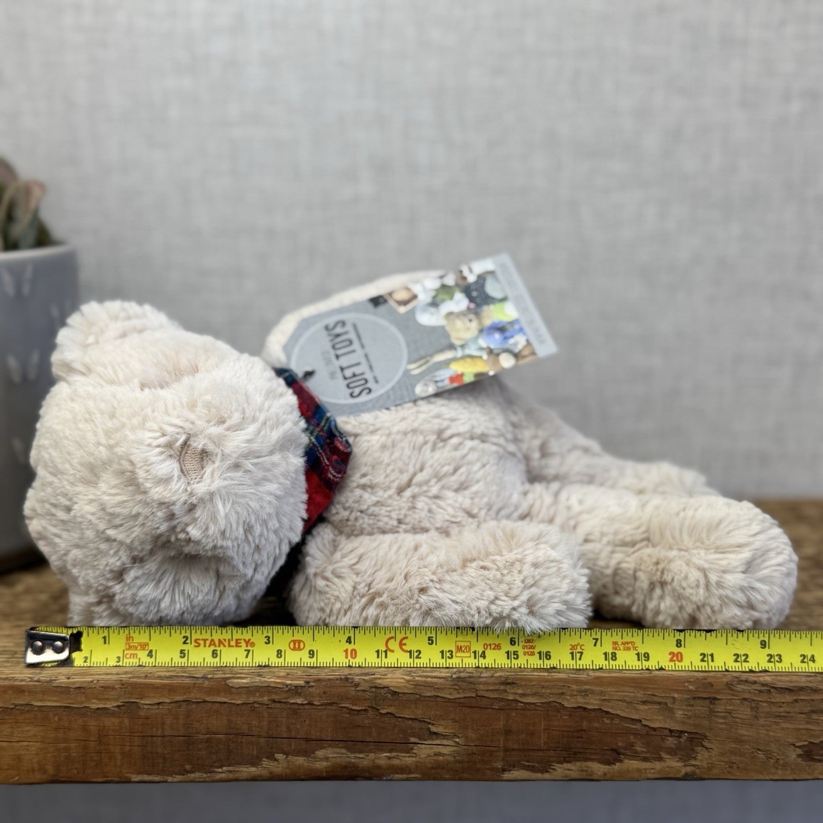 Next Teddy Bear Beanie With Scarf - Beige Bear Soft Toy New Without Tags 8"