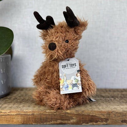 Jellycat Pudding Reindeer - Curly Haired Deer Beanie Plush Retired Rare 12"