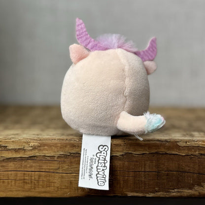 Squishmallow Squishville - Dagnus Highland Cow - Mini Pink Tie Dye Cow Plush 2" 