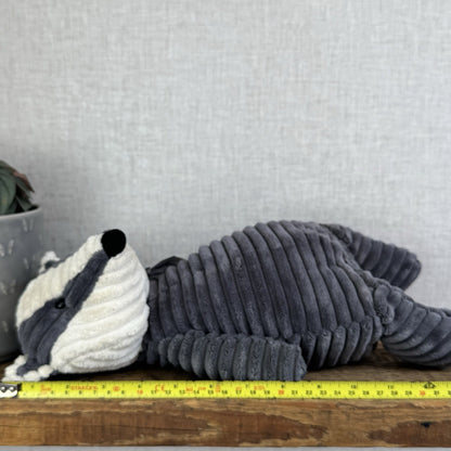 Jellycat Medium Cordy Roy Badger - Grey Corduroy Badger Beanie Plush Large 16"