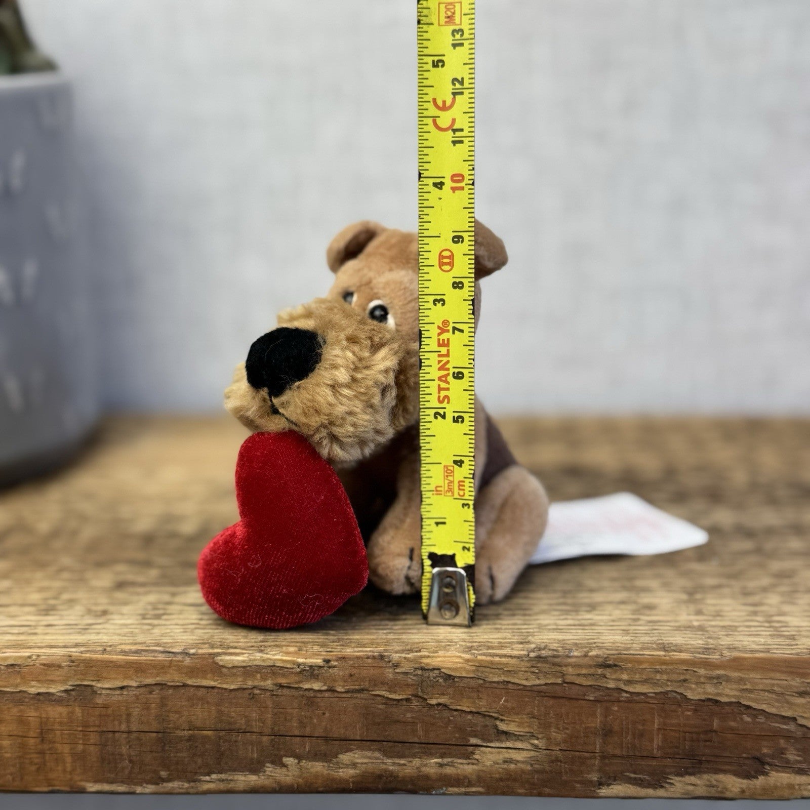 Russ Berrie Mini Beanie Schnauzer Dog Holding Heart - Miniature Soft Toy Tags 