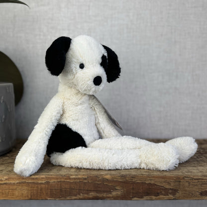 Jellycat Pitterpat Puppy Dog - Long Leg Puppy Jellycat - Black & Cream Puppy 14"
