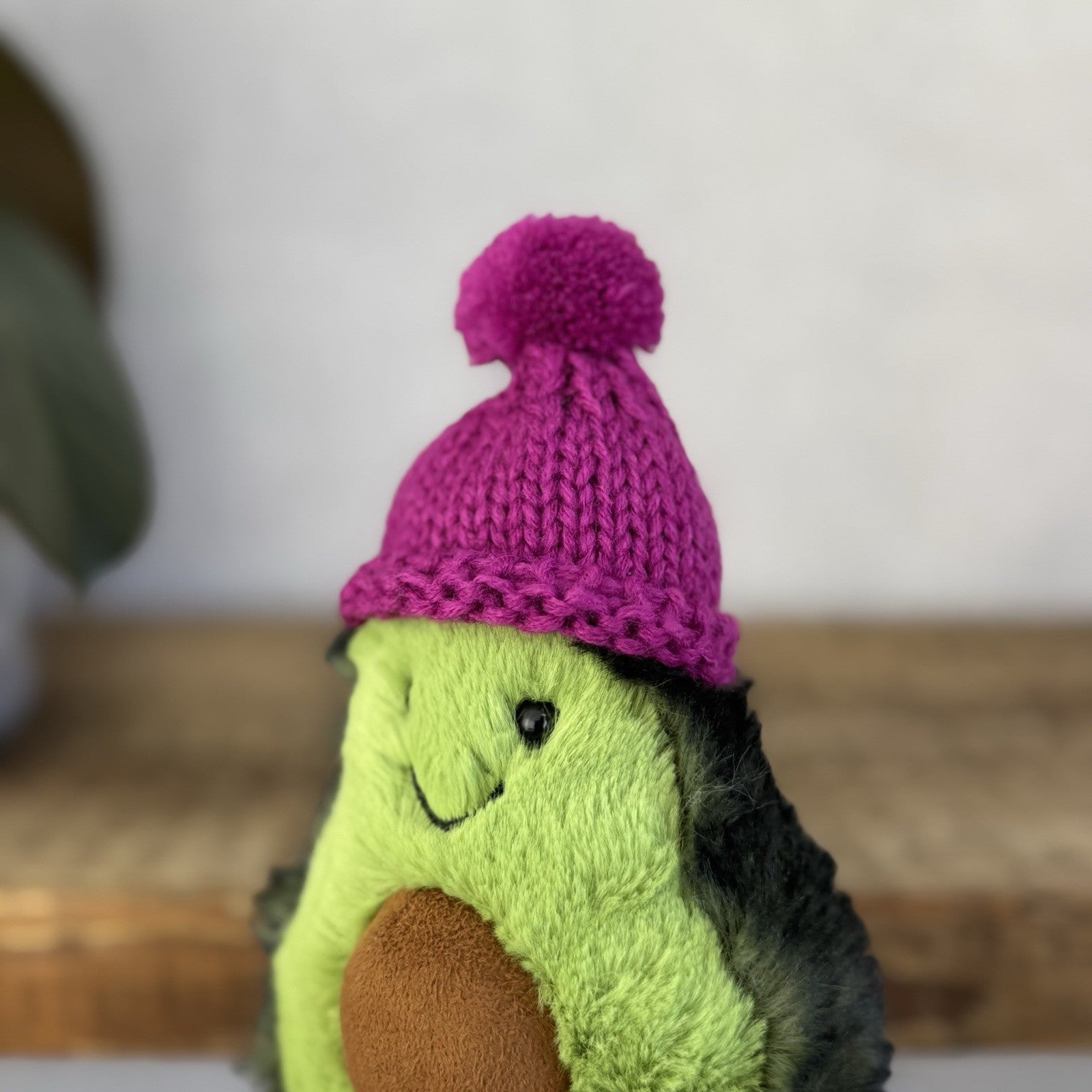 Jellycat Fuscia Cozi Amuseable Avocado - Soft Avocado With Purple Beanie Hat 6"