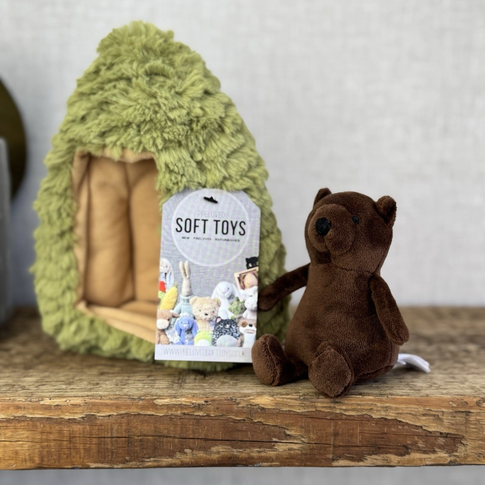 Jellycat Forest Fauna Bear - Tiny Pocket Pal Bear With Tree House Cute Plush 8"
