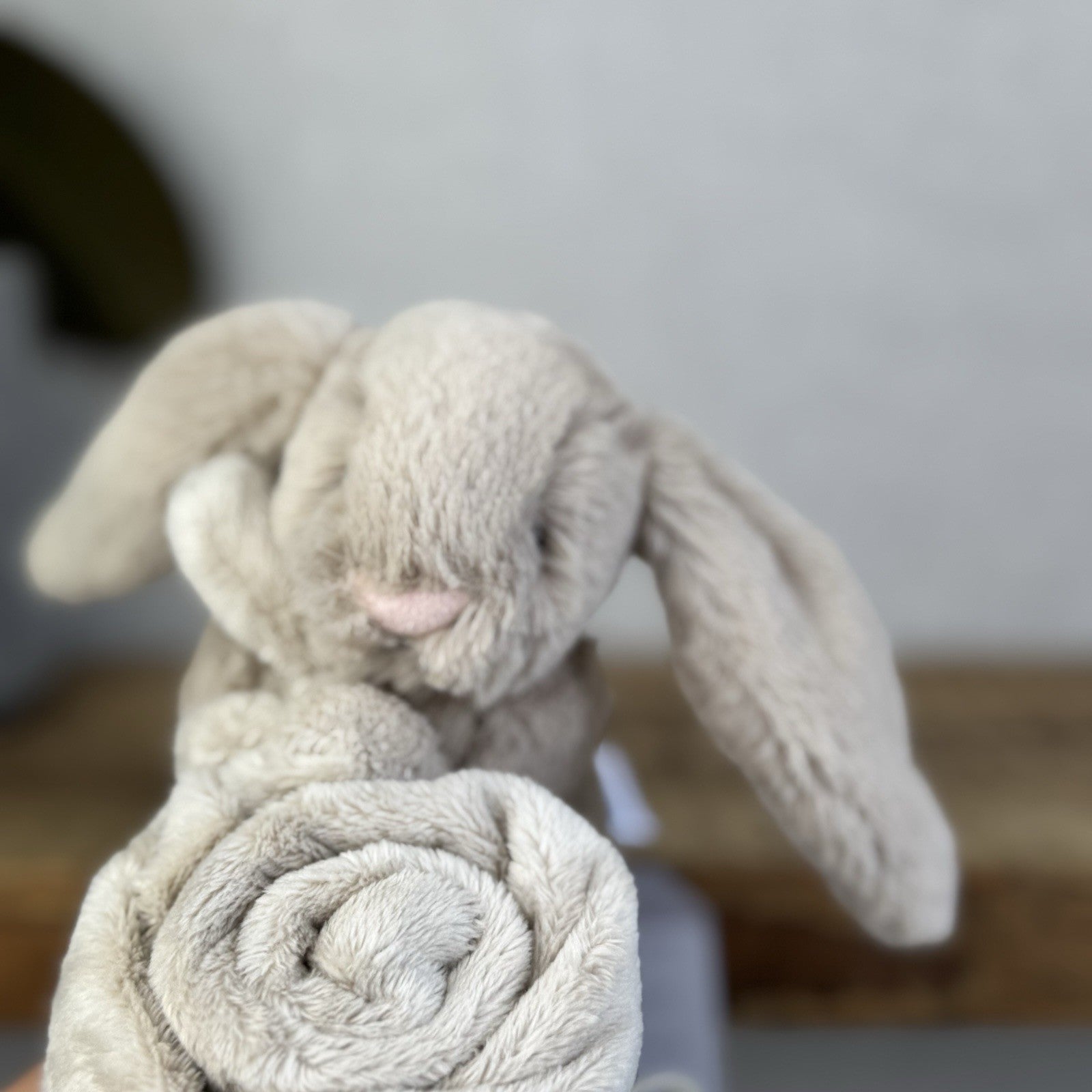 Jellycat Beige Bunny Soother - Brown/Grey Rabbit Comfort Blanket Baby NWOT 