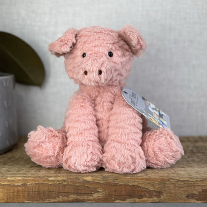 Jellycat Medium Fuddlewuddle Pig - Textured Sitting Piglet Soft Toy Beanie 8"