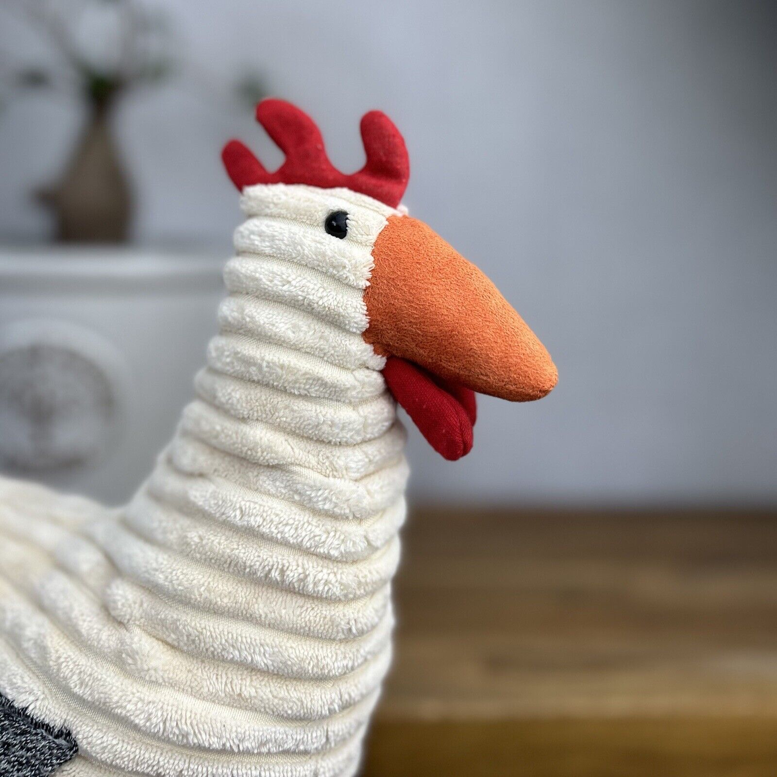 Jellycat Cream Folly Rooster - Corduroy Rooster Soft Toy - Large Rooster Plush