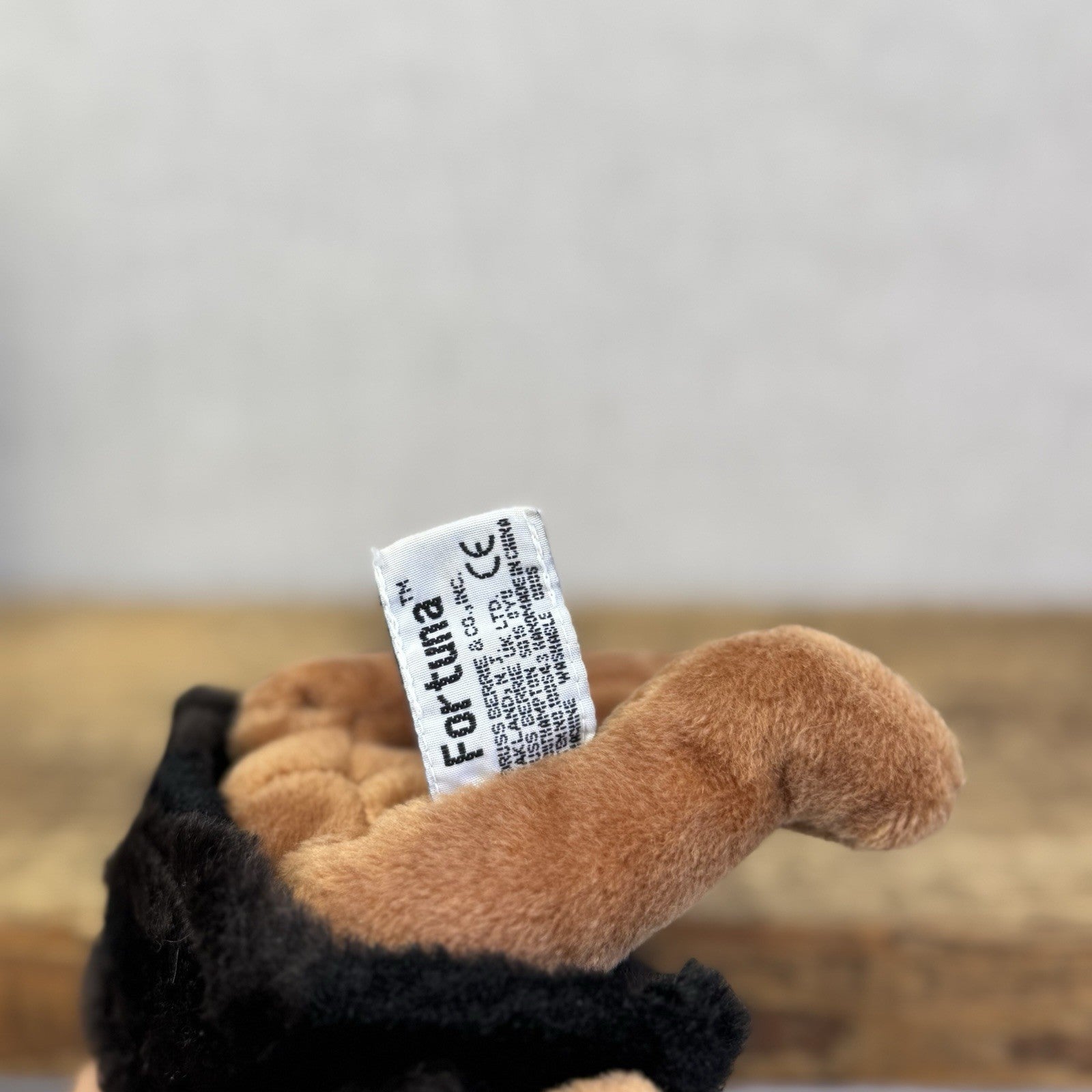 Russ Berrie Fortuna Teddy Bear - Small Beanie Bear Black Fur Coat Rare Mini 7"