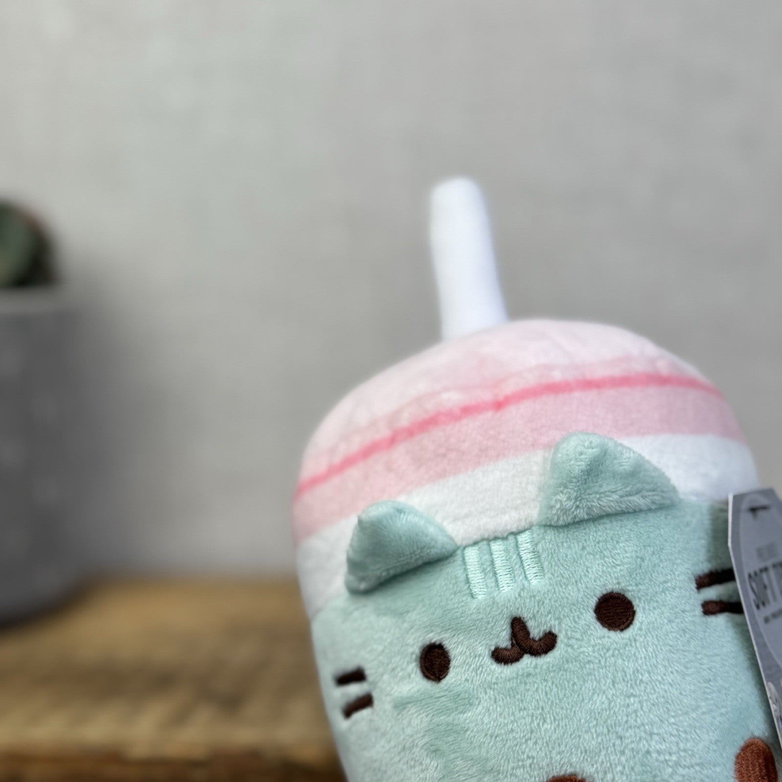 Gund Pusheen Cat - Boba Tea Pusheen Small Soft Toy Cat New Without Tag 8”