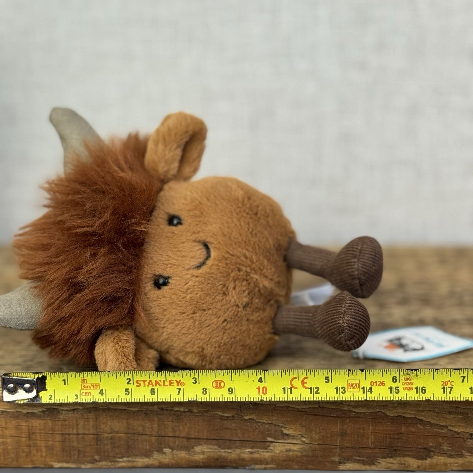 Jellycat Amuseabean Highland Cow  - Small Brown Beanie Cow Soft Toy Retired 5”