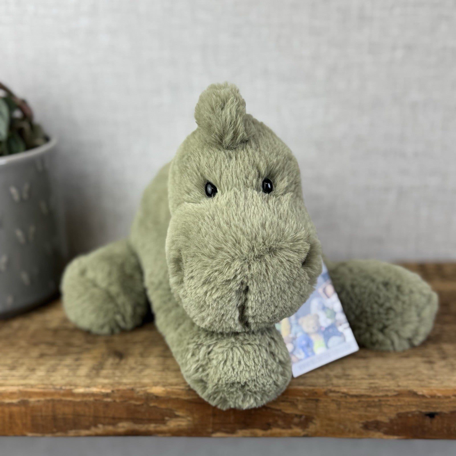 Jellycat Medium Huggady Dinosaur- Floppy Green Dino Soft Toy Retired 10" (#2)