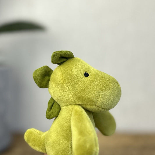 Jellycat My First Dino Rattle - Small Bright Green Velour Dinosaur Soft Toy 4"