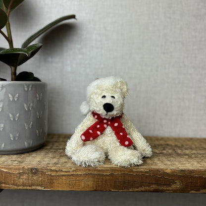 Jellycat Jingly Polar Bear Tot - White Polar Bear Tot In Christmas Hat/scarf 7”
