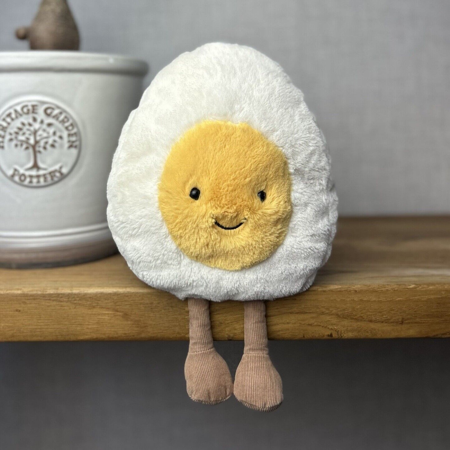 Jellycat Large Amuseable Happy Boiled Egg Soft Toy Comforter White Yellow Plush