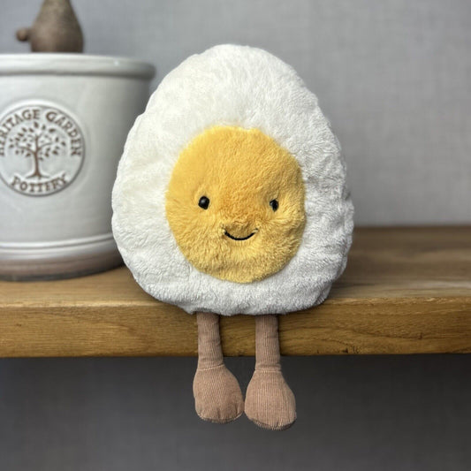 Jellycat Large Amuseable Happy Boiled Egg Soft Toy Comforter White Yellow Plush