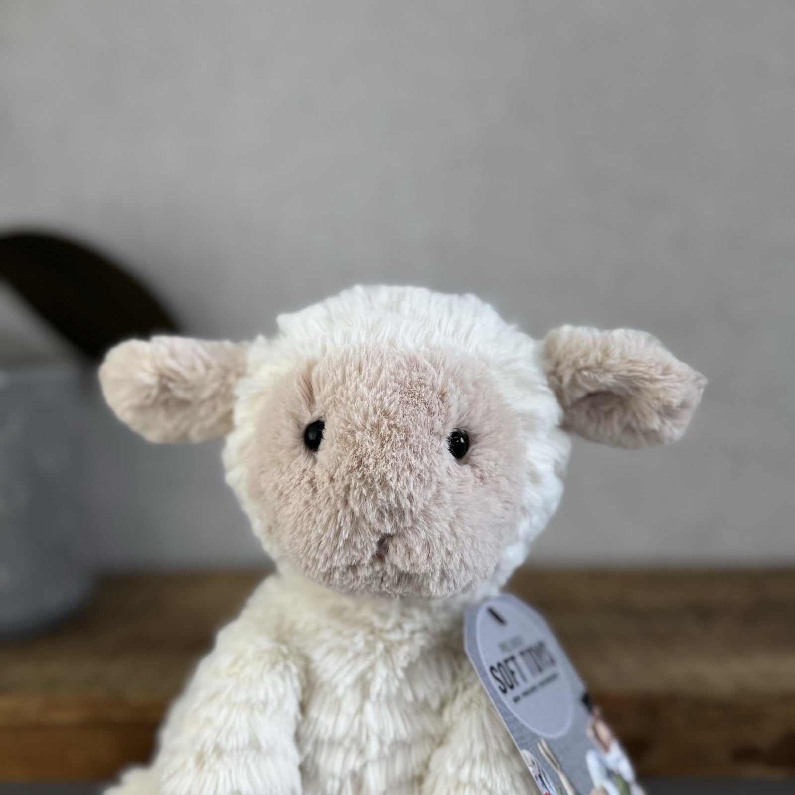 Jellycat Medium Fuddlewuddle Lamb Beige Face Textured Sheep Beanie 9" (#2)