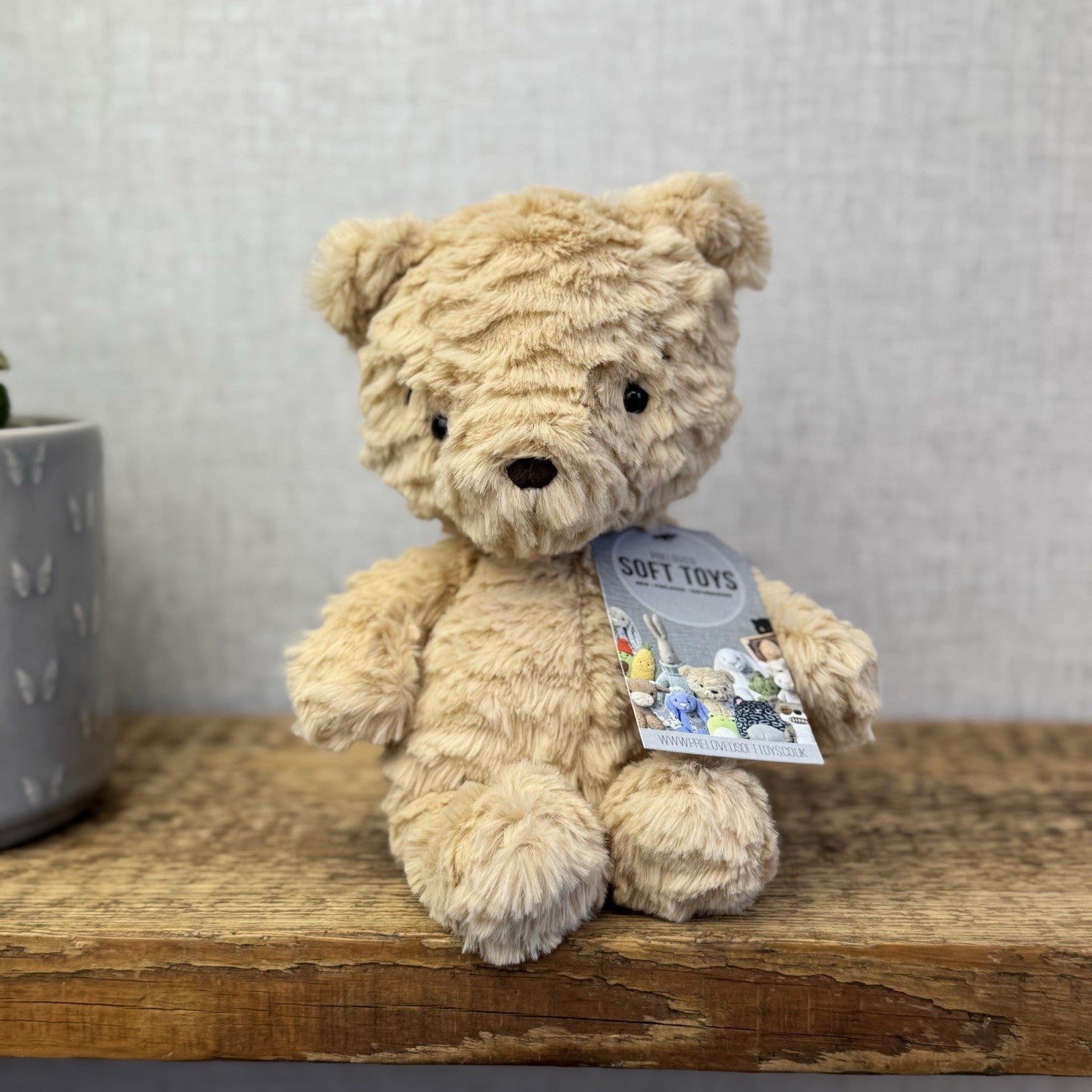 Jellycat Squishu Bear - Small Honey Colour Textured Bear Beanie Retired 10"