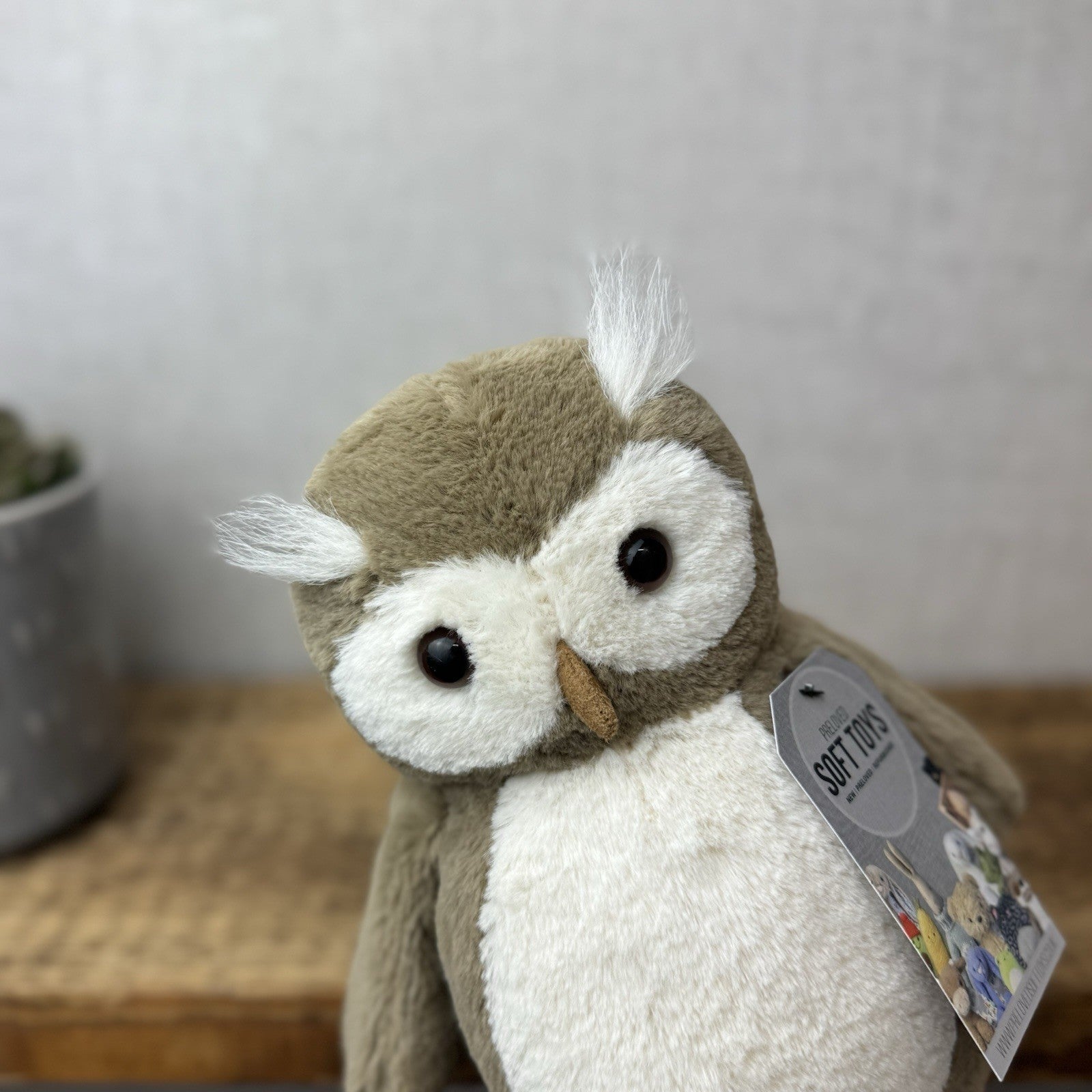 Jellycat Bashful Barn Owl - Medium Brown Owl Beanie Soft Toy Plush Bird 12”