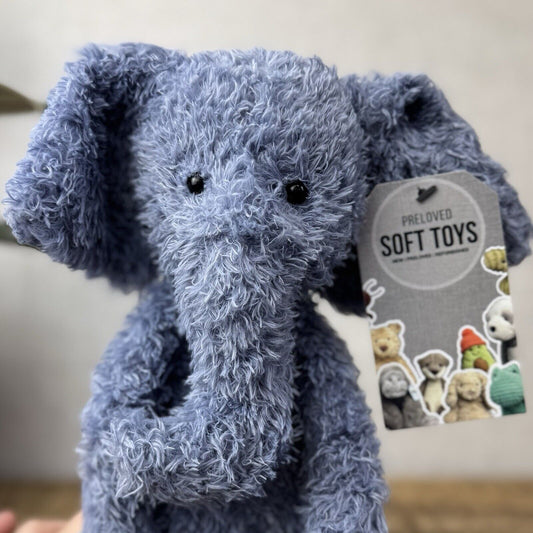 Jellycat Wild Thing Elephant - Light Blue Curly Long Legs Elephant Beanie Plush 