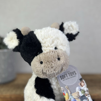 Jellycat Medium Fuddlewuddle Cow - Calf Sitting Textured Retired Toy Beanie 9"