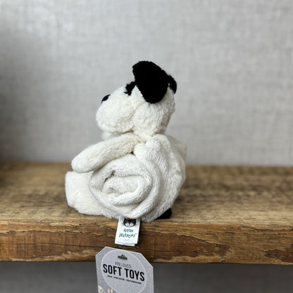 Jellycat Bashful Puppy Roll Over Comforter - Bashful Black & White Dog Soother